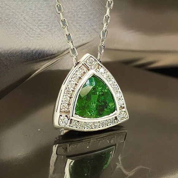 Natural Tourmaline Diamond Pendant Necklace 17" 14k WG 2.49 TCW Certified 308485 - Picture 12 of 16